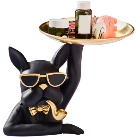 Dekorative Bulldoggen-Schale aus Kunstharz für Schmuck und Obst, ideal für Wohnzimmer oder Schlafzimmer