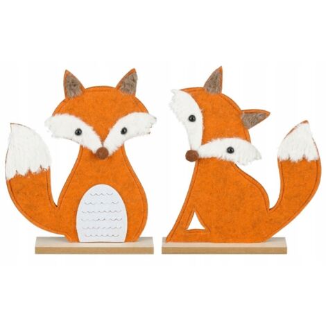 Dekorative Fuchsfigur aus Filz auf Holz, 25 x 1 x 31 cm, Herbstdekoration