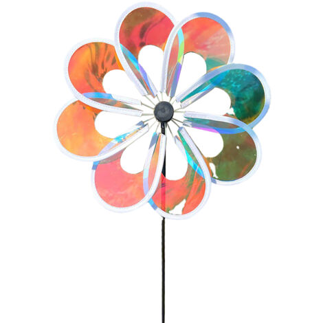 Dekorative Gartenwetterfahne – animierte Windmühle für Kinder – 30 cm Durchmesser, 60 cm Gesamthöhe