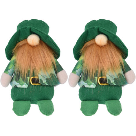 dekorative, gesichtslose Gartenzwerge mit grünen Hüten – Dekoration zum St. Patrick's Day für Wohnzimmer, Tisch oder Regal (handgefertigte Figuren)