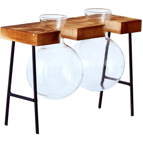 Dekorative Glasvase mit Metallständer – Kunst aus Eisen und Klarglas – Robuster Pflanzen- und Schreibtischständer – 3 Größen (11 cm, 17 cm, 23,5 cm) – Abnehmbare Vase für einfache Reinigung