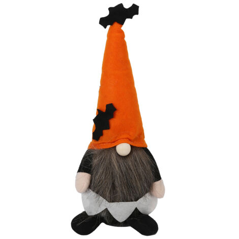 Dekorative Halloween-Plüschpuppe ohne Gesicht für Tisch, Sofa, Regal oder Bett – Oranger Hut