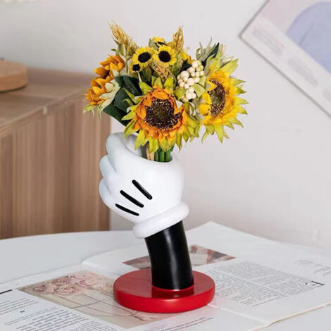 Dekorative Handvase [Dekorative Handvase aus Kunstharz mit Cartoon-Motiv] + „Blumenbehälter“ Luxus-Handmodell mit Cartoon-Motiv [Dekorative Handvase aus Kunstharz mit Cartoon-Motiv] Luxus-Handvase mit