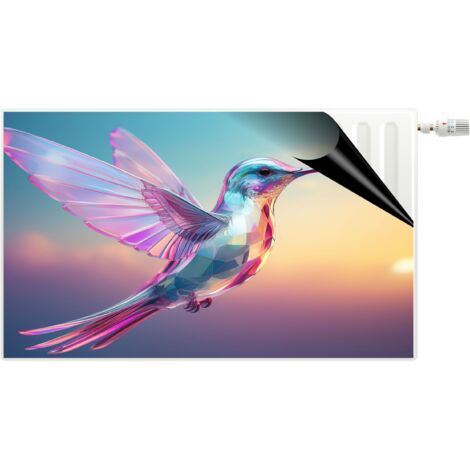 Dekorative Heizkörperverkleidung. Heizkörpermagnet für das Wohnzimmer. Pastellvogel.