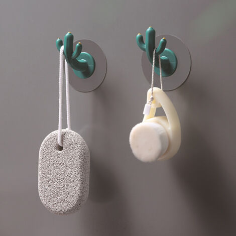 Dekorative Kaktushaken mit starker Klebefläche und Wandhalterung, 2er-Set elegante Designhaken für Schlüssel und Dekoration