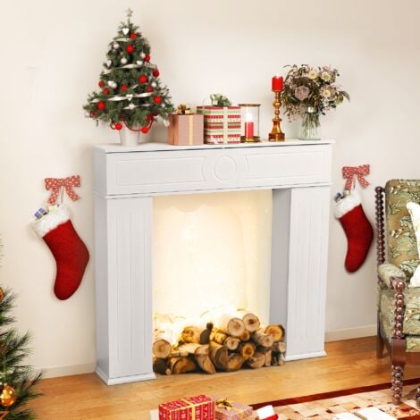 TANANT Dekorative Kaminsimskonsole - mit Aufbewahrung, Geheimfach, 107x100 cm - Weiß