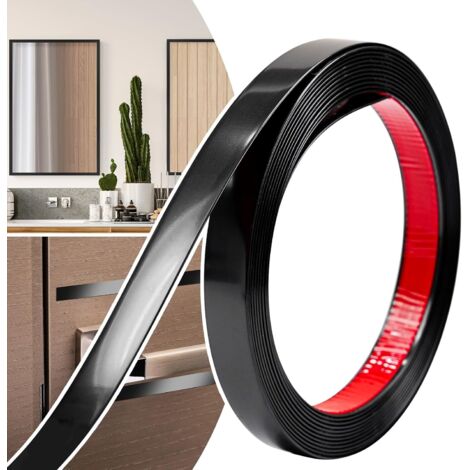 Dekorative Kantenleiste, selbstklebendes Zierband für Türen, Fenster, flexible Spiegel, Schränke und Bordüren (Schwarz, 20 mm x 6 m)