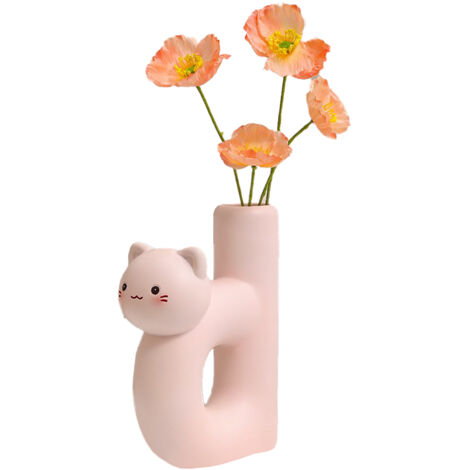 Dekorative „Katzenröhren“-Vase B – Rosa: 1 Stück für Blumensträuße oder Briefe, Keramikmodell, originelles Ornament für das Wohnzimmer
