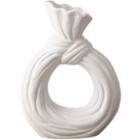 [Dekorative Keramikvase] – Mittelgroße, bogenförmige Vase – [Modern minimalistisch] Kreativ für Wohnzimmer, Eingangsbereich, Küchentisch – Wohnaccessoires – Weiß