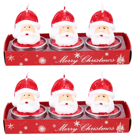 Dekorative Kerze in Form des Weihnachtsmannkopfes – 2er-Set – Tischdekoration für die Weihnachtsfeier
