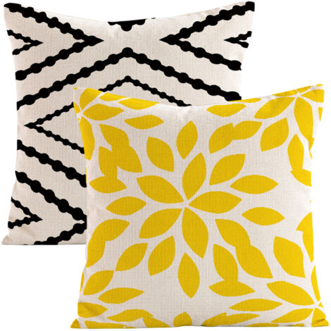 Dekorative Kissenbezüge für Frühling und Sommer für Sofa, Bett, Auto und Zuhause, 45 x 45 cm, 2er-Set, schwarz-weißes geometrisches Muster
