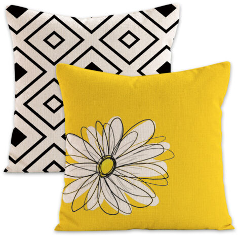 Dekorative Kissenbezüge für Frühling und Sommer für Sofa, Bett, Auto und Zuhause, 45 x 45 cm, 2er-Set, schwarz-weißes geometrisches Muster