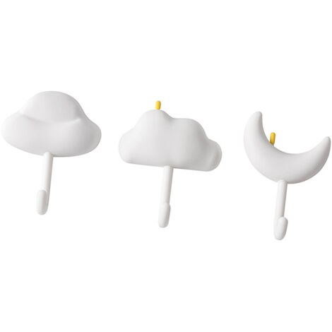 Dekorative Klebehaken für die Wand – 3 Stück, weiß – hochbelastbares PVC, keine Bohrungen erforderlich, für Küche/Badezimmer