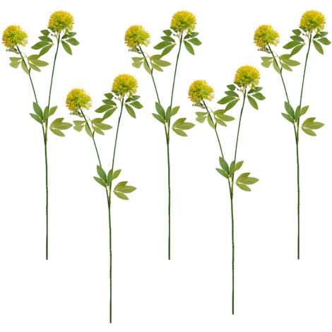 Dekorative künstliche Blume, 5 stachelige Löwenzahnkugeln, gelbe Farbe, Dekoration für Wohnzimmer und Hochzeit
