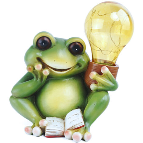 Dekorative Lampe – Solar-LED-Tierleuchte aus Kunstharz, sanftes Nachtlicht, 12 x 14,5 x 14 cm, Grün, 1 Lampenset