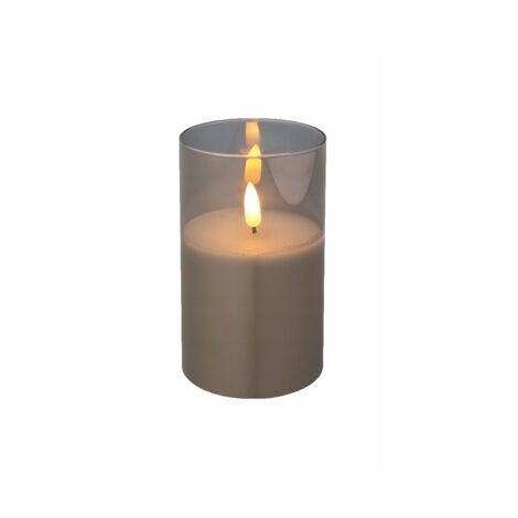 Dekorative LED-Kerze im Glas, grau, 12,5 cm