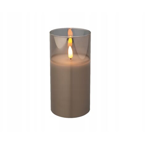 Dekorative LED-Kerze im Glas, grau, 15 cm
