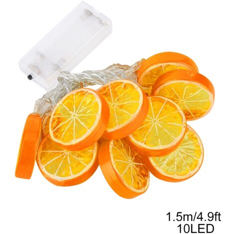 Dekorative LED-Lichterkette [Gartenparty] [1,5 m, 10 LEDs] Orangefarbene Lichterkette, batteriebetrieben (AA-Batterien)