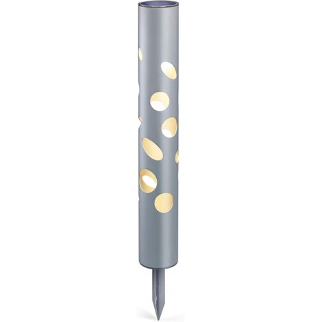 Dekorative LED Solarleuchte FantasyLight aus Aluminium - Lichtfarbe warmweiß 3500K und kaltweiß 6500K umschaltbar - Abmessungen: 70 x 690 mm - Solarlampe Garten Außenleuchte