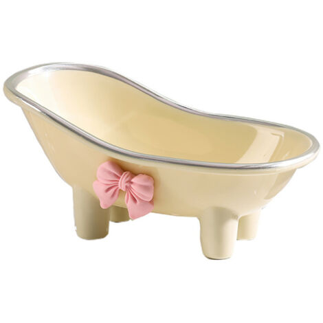 Dekorative Seifenschale in Form einer Mini-Badewanne – Design mit silberner Schleife, Abtropfschale aus Kunststoff für Bad oder Küche