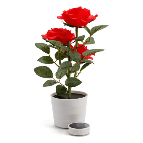 Dekorative Solar-LED-Blumentopfleuchte für Terrasse und Garten, 9781, simuliertes Rot, 1 LED + Controller, importierte ABS- und Polyesterpaneele, wasserdicht, selbstaufladend, Tag-/Nachtbetrieb  52 cm
