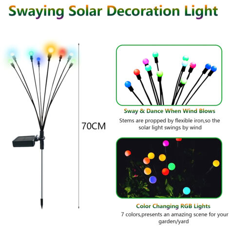 Dekorative Solar-Lichterkette für den Garten 8 Glühbirnen, Schwarz ABS IP65