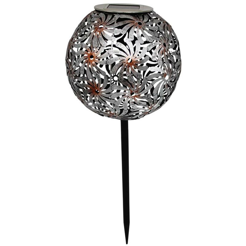 Lumi Jardin - Dekorative Sonnenbake aus versilbertem Metall zum Anstechen der LED warmweiß WINDY H43cm
