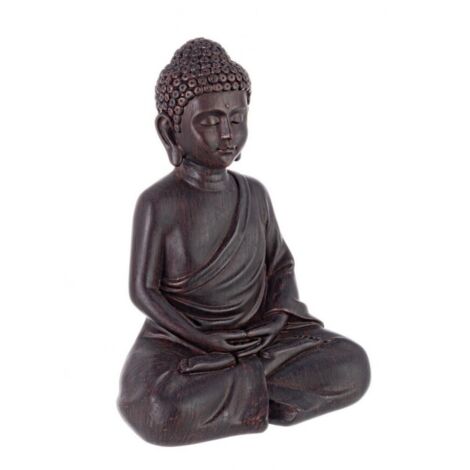 Dekorative Statue "Buddha meditierend" aus Polyharz für Veranda und Garten H 26 cm