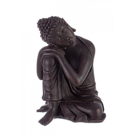 Dekorative Statue "Schlafender Buddha" aus Polyharz für Veranda und Garten H 31 cm