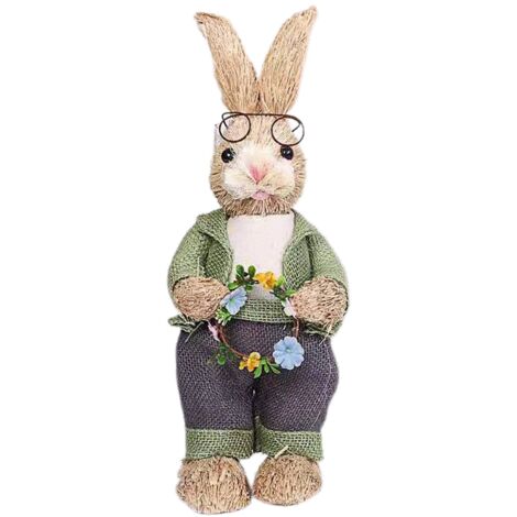 Dekorative Strohhasenfigur für Ostern, süße Geschenkidee