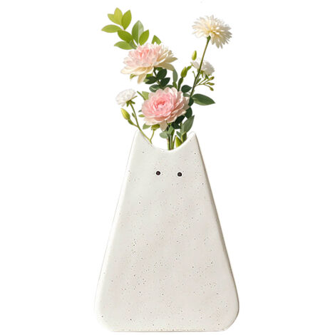 【Dekorative Vase】 Mini-Katzenvase in Weiß für frische und getrocknete Blumen, kreative Hydrokultur-Blumendekoration fürs Wohnzimmer