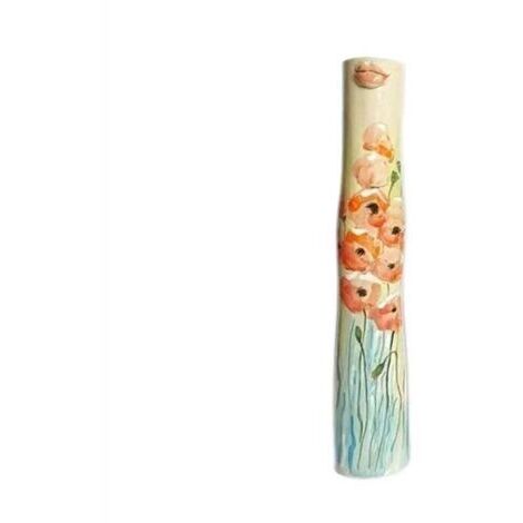 Dekorative Vase mit Mädchengesicht, Blumentopf, Ständer für künstliche Pflanzen.