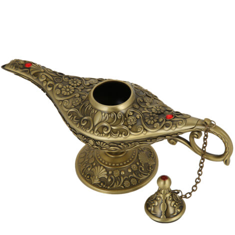 Dekorative Vintage-Öllampe mit Motiven von Aladdin und dem Dschinn aus Märchen