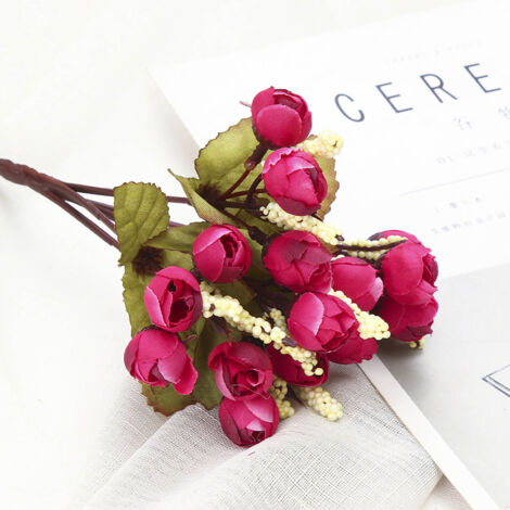 Dekorative Vintage-Simulationsrose aus perlmuttfarbenem, weinrotem Seidenstoff für florale Arrangements zu Hause/Zimmern