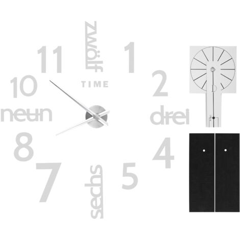 Dekorative Wanduhr mit Spiegeloberfläche – selbstklebend für Küche und Wohnzimmer, silbernes Design