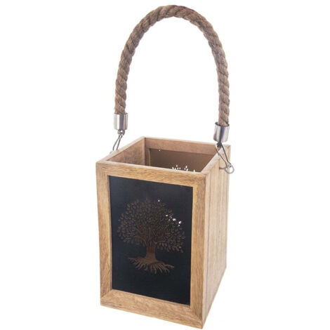 Dekorative Weihnachtslaterne aus Holz in Mangoform, 20 cm