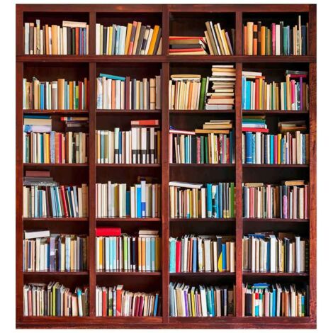 Dekorativer 3D-Wandaufkleber mit Treppen-/Bibliotheksmotiv, 100 x 18 cm, aus selbstklebendem PVC, zum Selbstkleben.