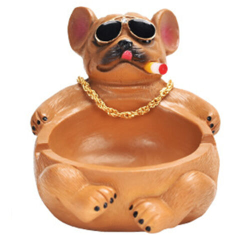 Dekorativer Aschenbecher mit Cartoon-Hund fürs Wohnzimmer, innovatives braunes Design