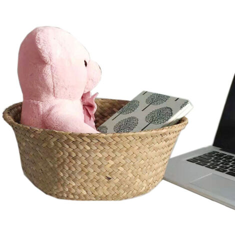 Dekorativer Aufbewahrungskorb aus gewebtem Naturstroh, tragbar und formbar, 4 Größen (S, M, L, XL)