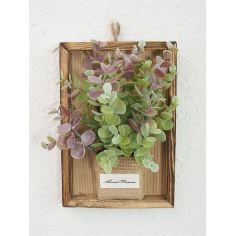 Dekorativer, blattförmiger Monstera-Fotorahmen, Wanddekoration aus Holz mit künstlicher Grünpflanze, handgefertigter Fotorahmen aus rotem Eukalyptus, 16 × 7 × 23 cm