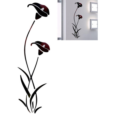 Dekorativer Blumen-Spiegelaufkleber, abnehmbarer Wandaufkleber, moderne Innendekoration