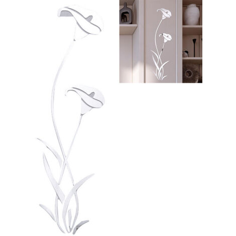 Dekorativer Blumen-Spiegelaufkleber, abnehmbarer Wandaufkleber, moderne Innendekoration