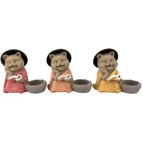 Dekorativer Buddha-Katzen-Kerzenhalter – Zen-Figur für Meditation und Entspannung – Ideal für Zuhause und Büro