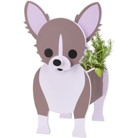 Dekorativer Chihuahua-Blumentopf aus robustem PVC – Einzigartiger, hundeförmiger Blumentopf für Haus und Garten, beschwert, einfache Montage, originelles Geschenk für Freunde und Familie – Mehrfarbig,