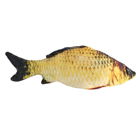 Dekorativer Kissenbezug – 3D-Karpfen-Dekokissen, Einweg-Plüschkissen, Geschenk für Kinder, 60 cm, Gold