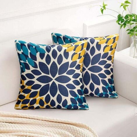 Dekorativer Kissenbezug, quadratischer Kissenbezug mit Dahlienmotiv, moderner Kissenbezug für Sofa, Wohnzimmer, Schlafzimmer, Bürostuhl, 2-teilig