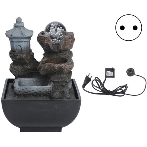 Dekorativer LED-Kunstharzbrunnen für den Innenbereich, geeignet für Büro und Zuhause, mit 220-V-EU-Stecker – Modell 9111