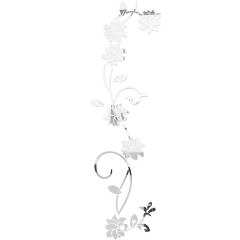 Dekorativer, selbstklebender Wandaufkleber mit irisierendem rosa Spiegel und Rosenmotiven, ideal für Sofa, Homeoffice oder andere Wohnbereiche. Acryl-Rosen-Wandaufkleber, 100 × 30 cm, Gold, Silber, Sc