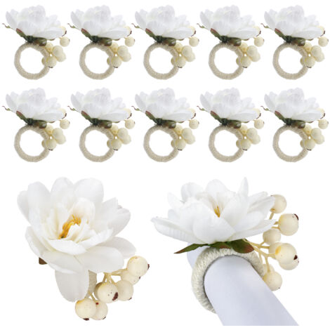 Dekorativer Serviettenring mit Blumenmuster / Handgefertigt aus Seide und Schaumstoff, elegantes Blumenmuster, Größe 9 × 8,5 cm, Durchmesser 4 cm, 1 Stück