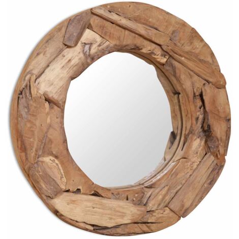 Dekorativer Spiegel Teak 60 cm Rund